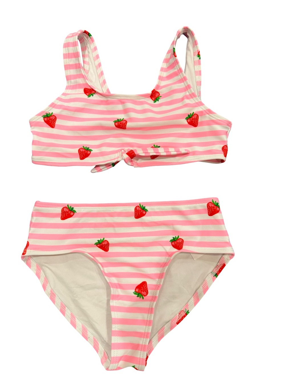 Old Navy Pink and White Stripe Strawberry Bikini Set